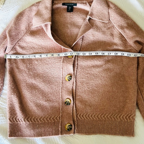 TAHARI Mauve Button Up Cardigan Sweater Collared Super Soft Women’s Sz M - Picture 10 of 11